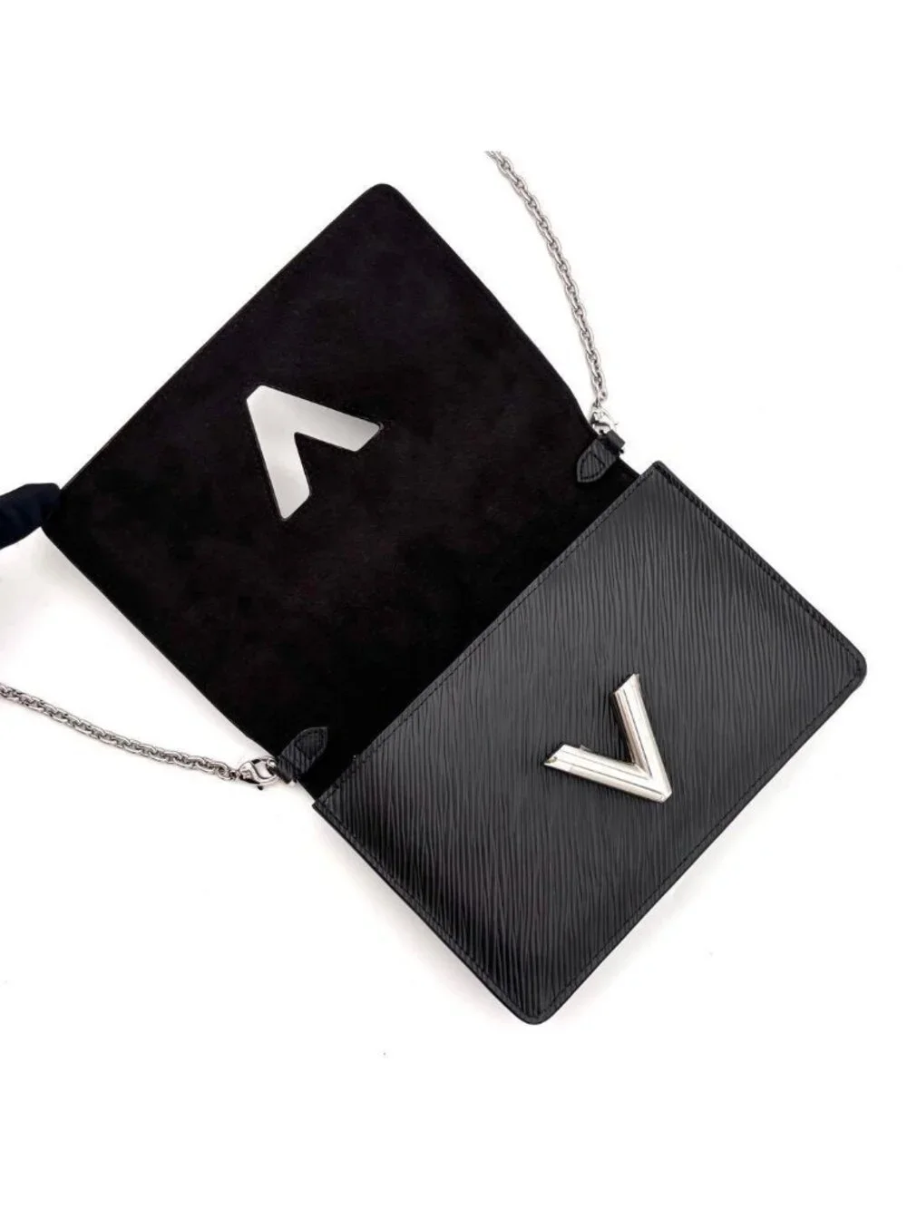Louis Vuitton Epi Portefeuille Twist Chain Wallet Black Shoulder Bag